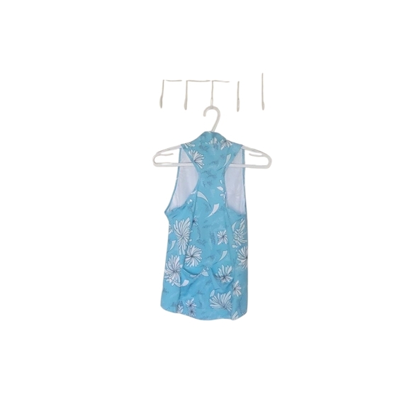 Terry Cycling Blue Floral Sleeveless Top Size Small - Picture 2 of 2